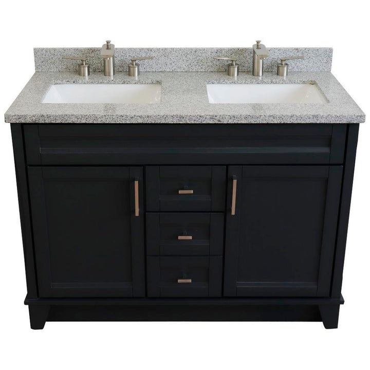 Bellaterra Home, Terni 49" Dark Gray Double Vanity, Rectangle Sink, Gray Granite#top-options_gray-granite-top