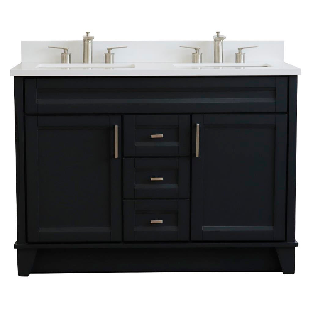 Bellaterra Home, Terni 49" Dark Gray Double Vanity, Rectangle Sink, White Quartz#top-options_white-quartz-top