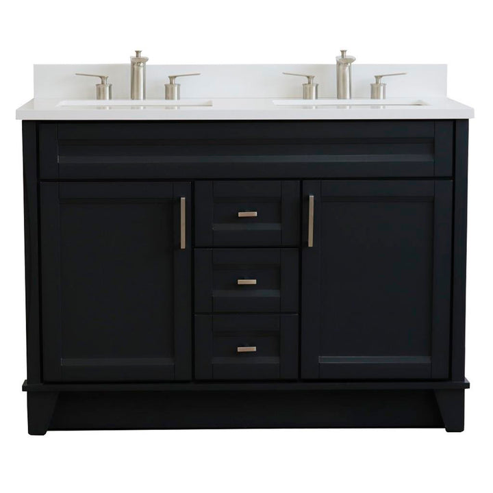Bellaterra Home, Terni 49" Dark Gray Double Vanity, Rectangle Sink, White Quartz#top-options_white-quartz-top