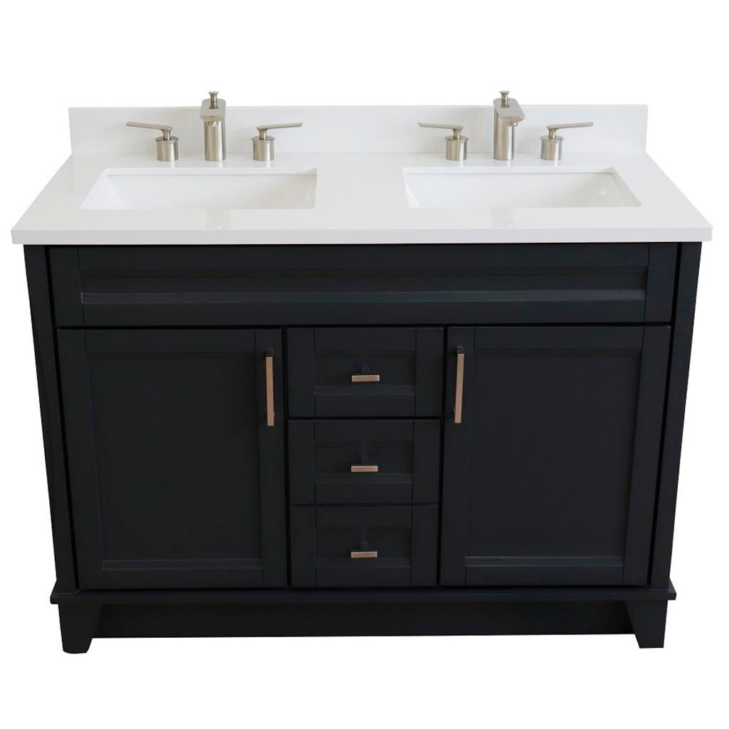 Bellaterra Home, Terni 49" Dark Gray Double Vanity, Rectangle Sink, White Quartz#top-options_white-quartz-top