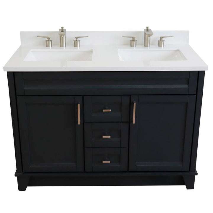 Bellaterra Home, Terni 49" Dark Gray Double Vanity, Rectangle Sink, White Quartz#top-options_white-quartz-top
