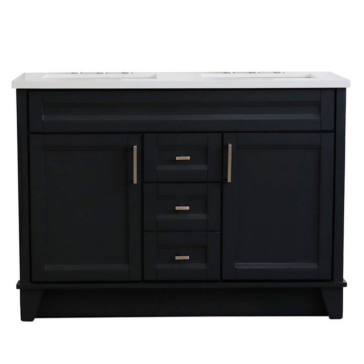 Bellaterra Home, Terni 49" Dark Gray Double Vanity, Rectangle Sink, White Quartz#top-options_white-quartz-top