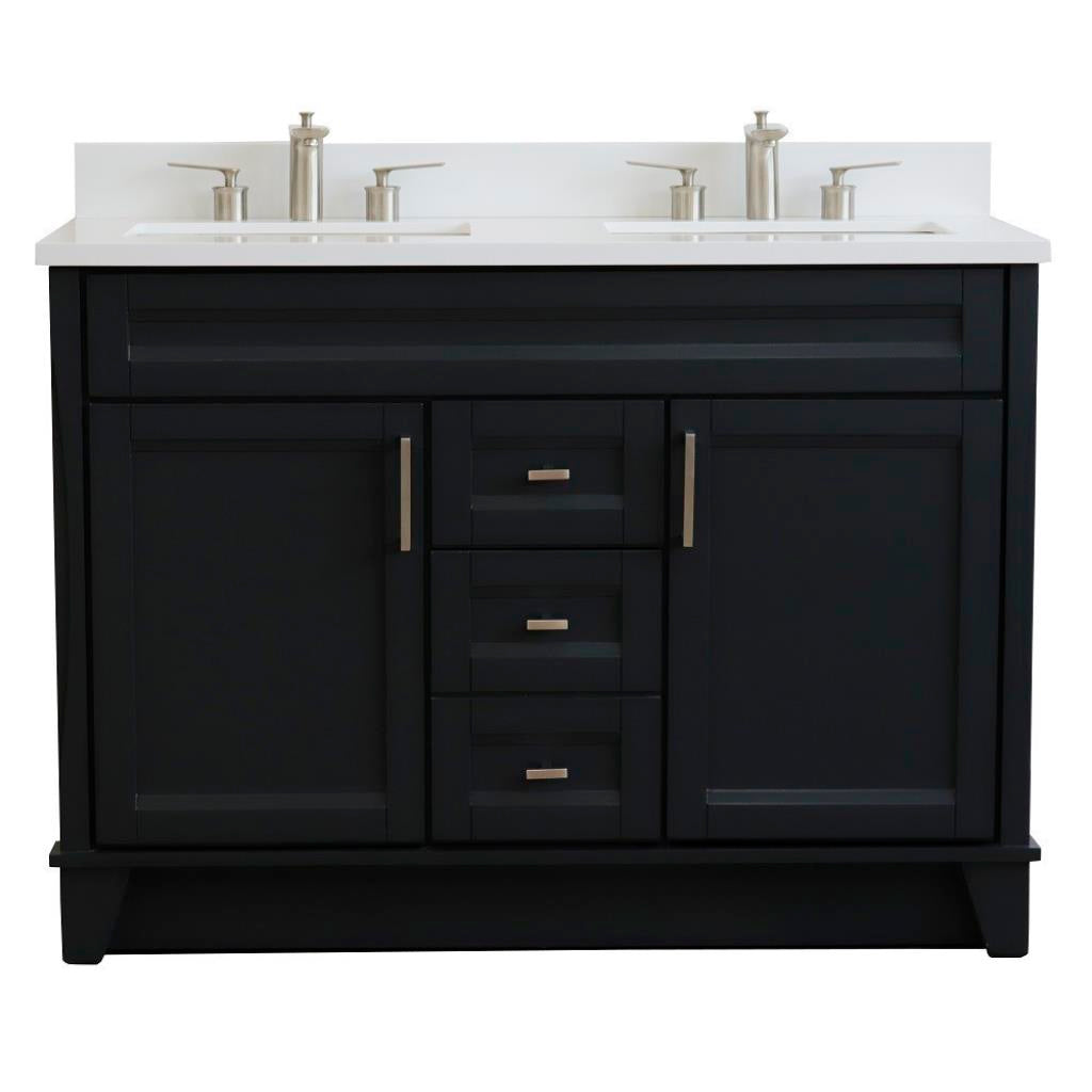 Bellaterra Home, Terni 49" Dark Gray Double Vanity, Rectangle Sink, White Quartz#top-options_white-quartz-top