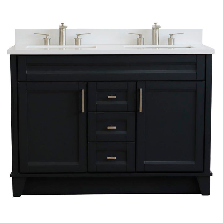 Bellaterra Home, Terni 49" Dark Gray Double Vanity, Rectangle Sink, White Quartz#top-options_white-quartz-top