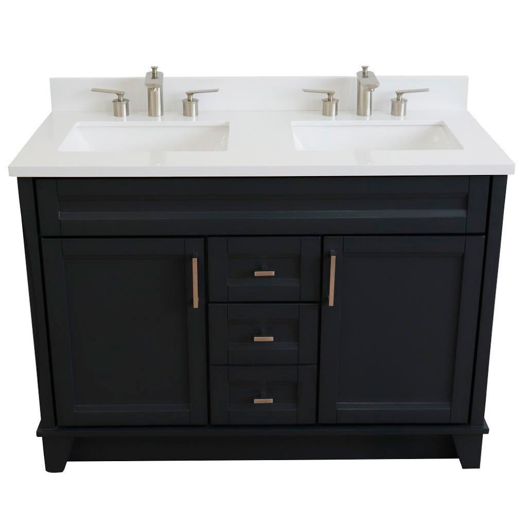 Bellaterra Home, Terni 49" Dark Gray Double Vanity, Rectangle Sink, White Quartz#top-options_white-quartz-top
