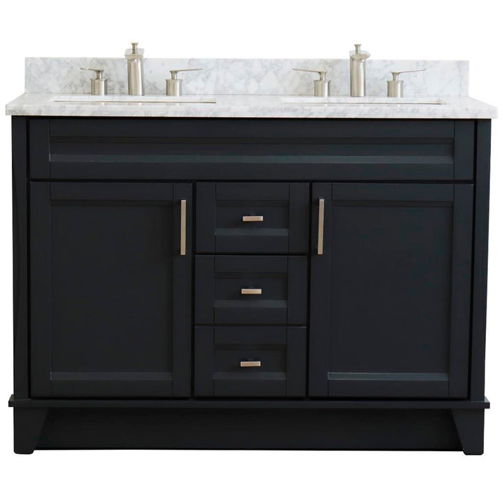 Bellaterra Home, Terni 49" Dark Gray Double Vanity, Rectangle Sink, White Carrara Marble#top-options_white-carrara-marble-top