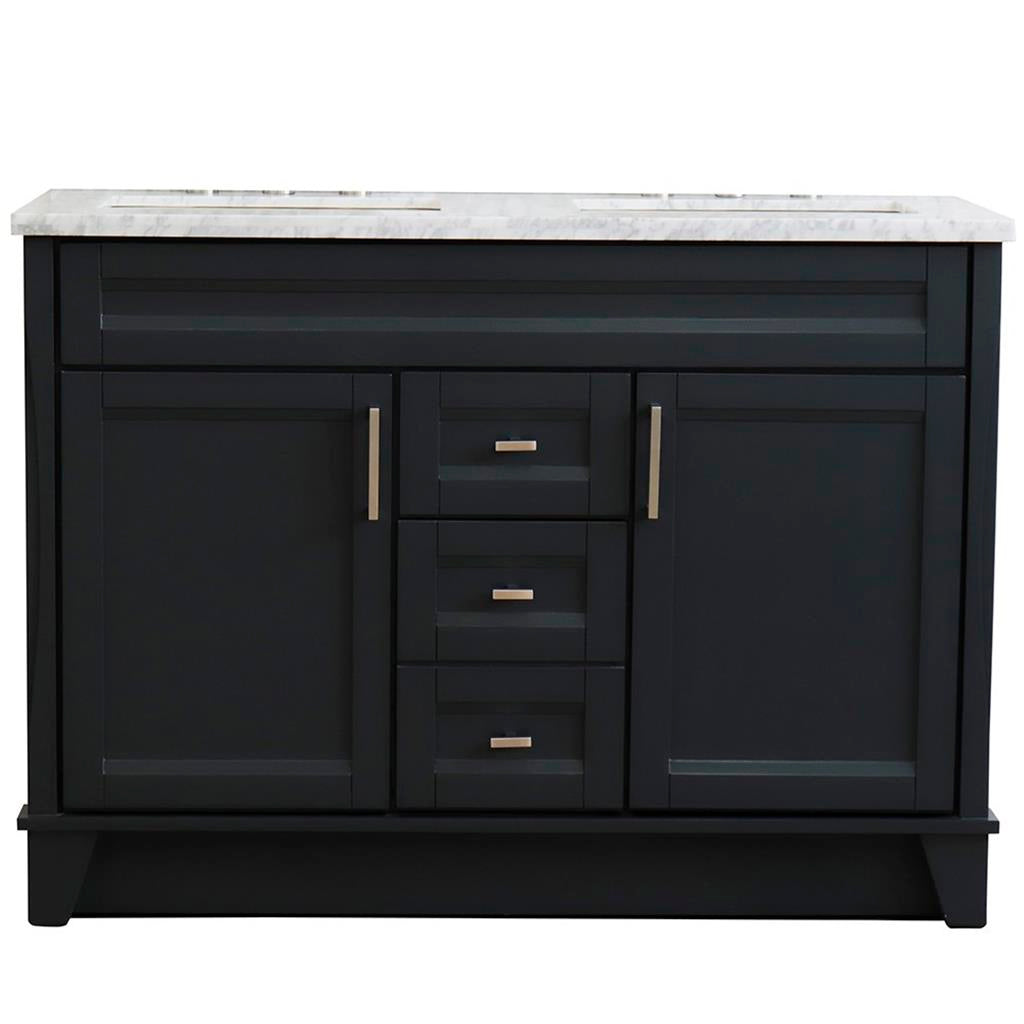 Bellaterra Home, Terni 49" Dark Gray Double Vanity, Rectangle Sink, White Carrara Marble#top-options_white-carrara-marble-top