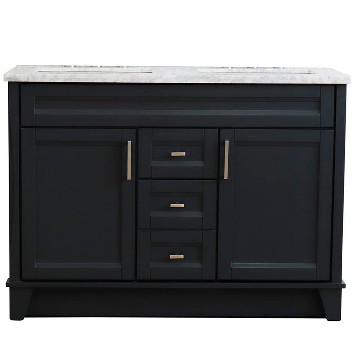 Bellaterra Home, Terni 49" Dark Gray Double Vanity, Rectangle Sink, White Carrara Marble#top-options_white-carrara-marble-top