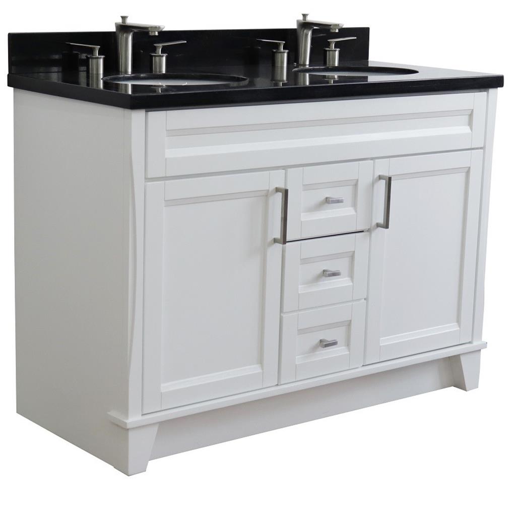 Bellaterra Home, Terni 49" White Double Vanity, Oval Sink, Black Galaxy Granite#top-options_black-galaxy-granite-top