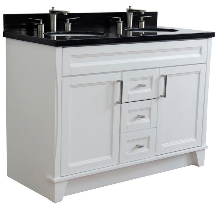 Bellaterra Home, Terni 49" White Double Vanity, Oval Sink, Black Galaxy Granite#top-options_black-galaxy-granite-top