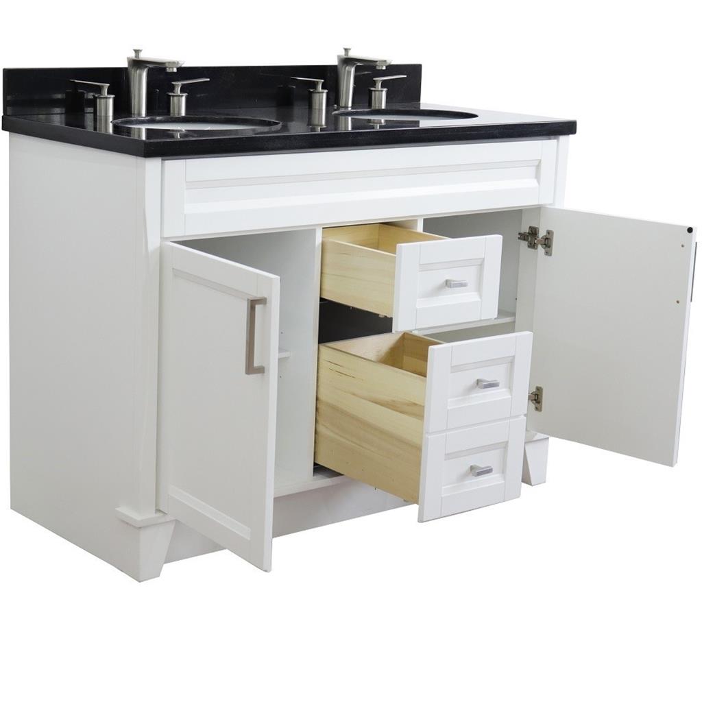 Bellaterra Home, Terni 49" White Double Vanity, Oval Sink, Black Galaxy Granite#top-options_black-galaxy-granite-top