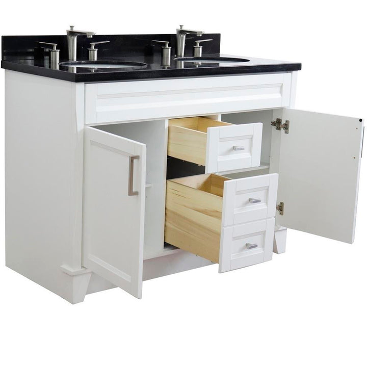 Bellaterra Home, Terni 49" White Double Vanity, Oval Sink, Black Galaxy Granite#top-options_black-galaxy-granite-top