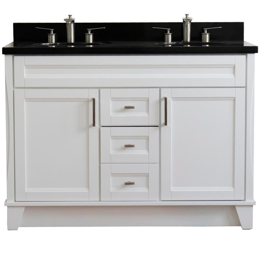Bellaterra Home, Terni 49" White Double Vanity, Oval Sink, Black Galaxy Granite#top-options_black-galaxy-granite-top