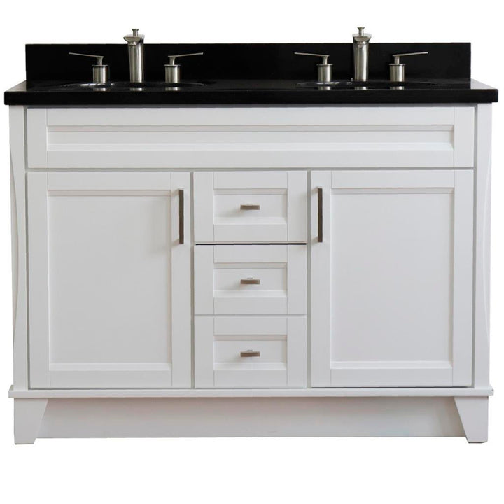 Bellaterra Home, Terni 49" White Double Vanity, Oval Sink, Black Galaxy Granite#top-options_black-galaxy-granite-top