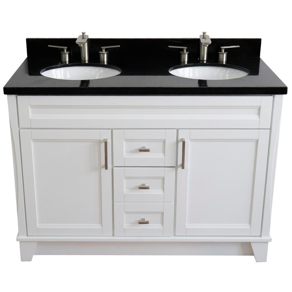 Bellaterra Home, Terni 49" White Double Vanity, Oval Sink, Black Galaxy Granite#top-options_black-galaxy-granite-top