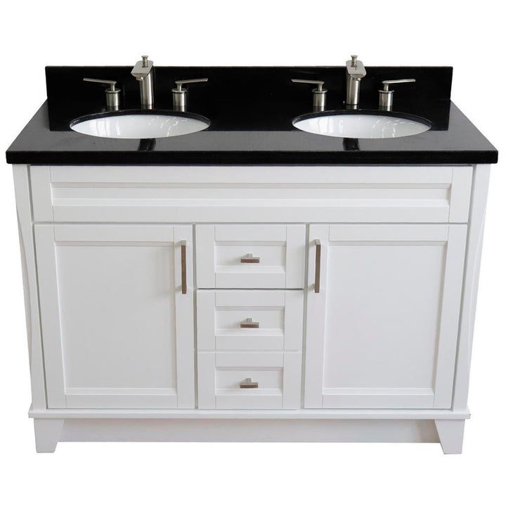 Bellaterra Home, Terni 49" White Double Vanity, Oval Sink, Black Galaxy Granite#top-options_black-galaxy-granite-top