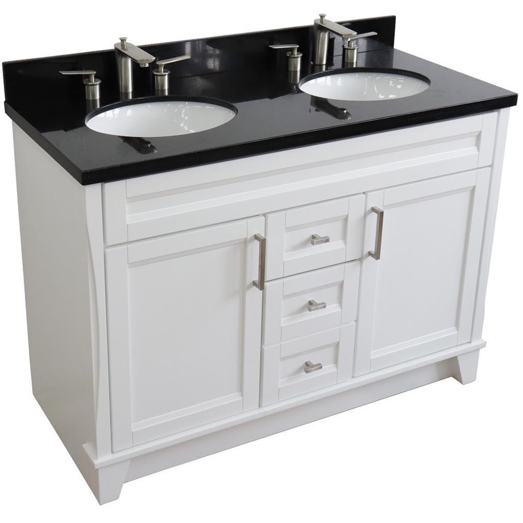 Bellaterra Home, Terni 49" White Double Vanity, Oval Sink, Black Galaxy Granite#top-options_black-galaxy-granite-top