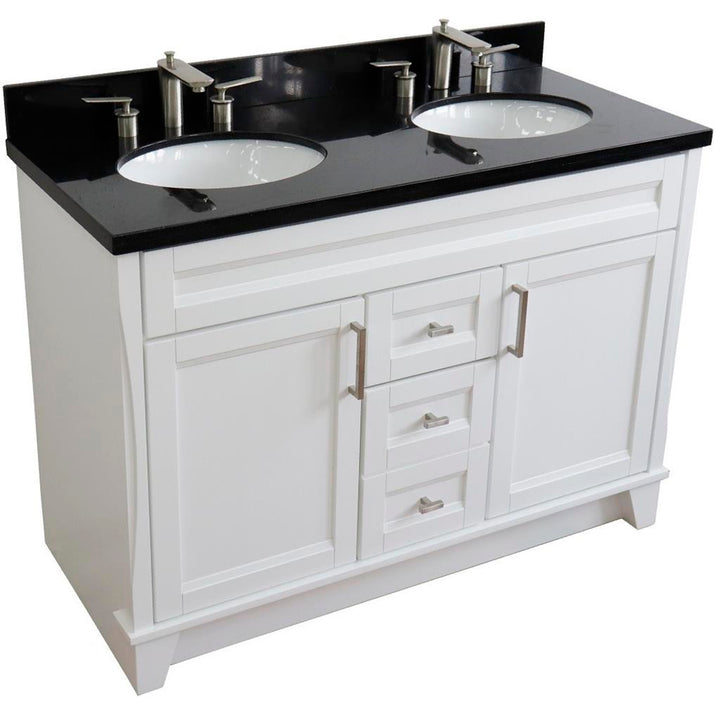 Bellaterra Home, Terni 49" White Double Vanity, Oval Sink, Black Galaxy Granite#top-options_black-galaxy-granite-top