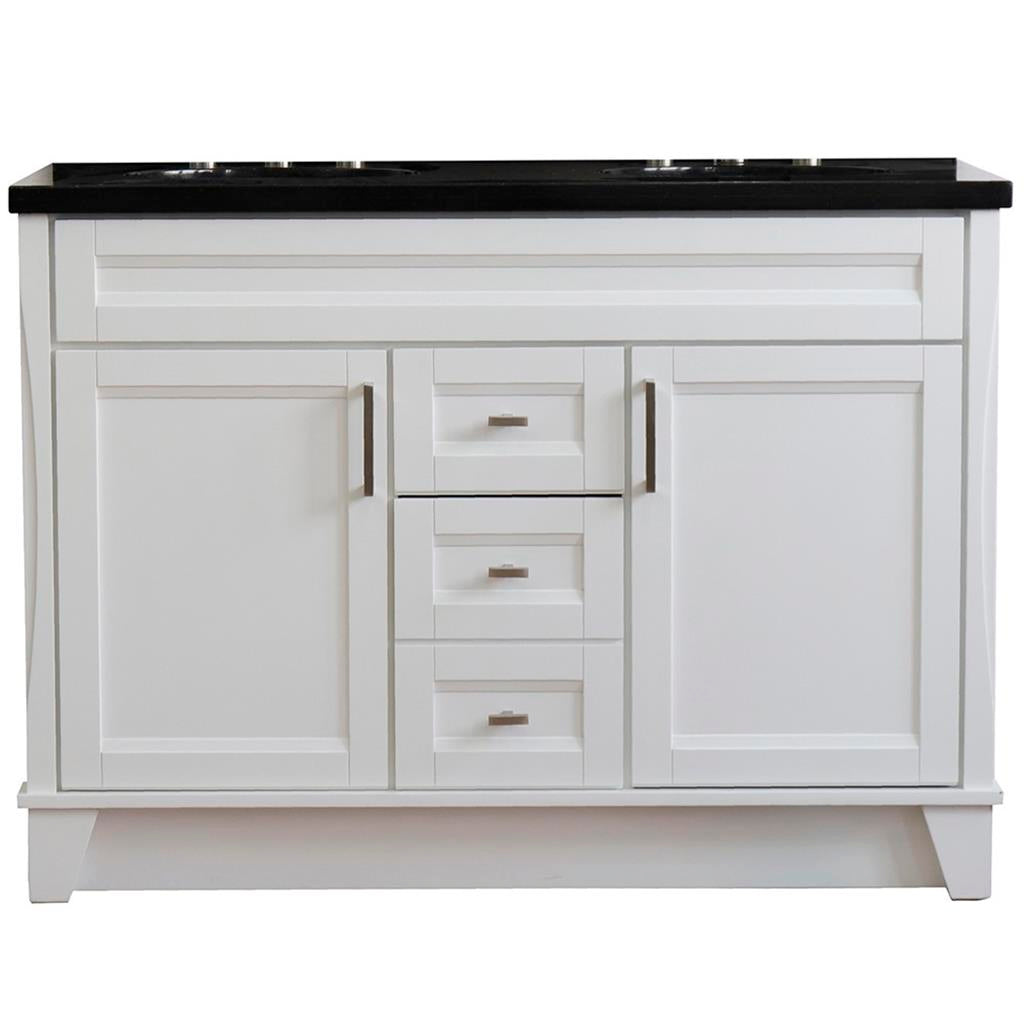 Bellaterra Home, Terni 49" White Double Vanity, Oval Sink, Black Galaxy Granite#top-options_black-galaxy-granite-top
