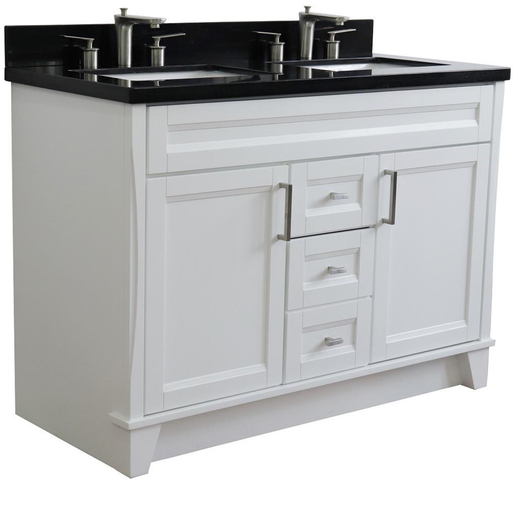 Bellaterra Home, Terni 49" White Double Vanity, Rectangle Sink, Black Galaxy Granite#top-options_black-galaxy-granite-top