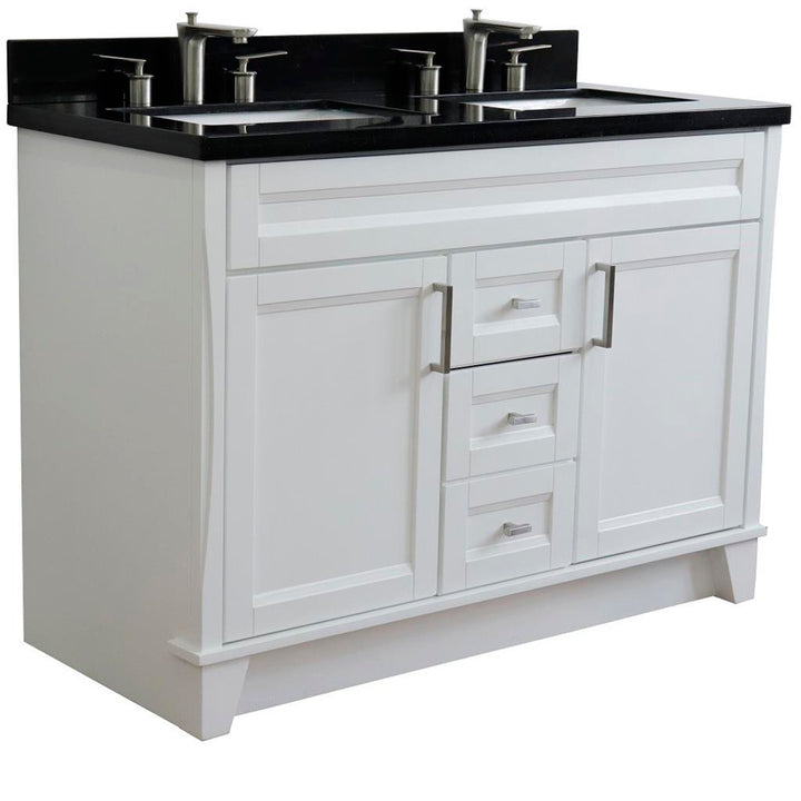 Bellaterra Home, Terni 49" White Double Vanity, Rectangle Sink, Black Galaxy Granite#top-options_black-galaxy-granite-top