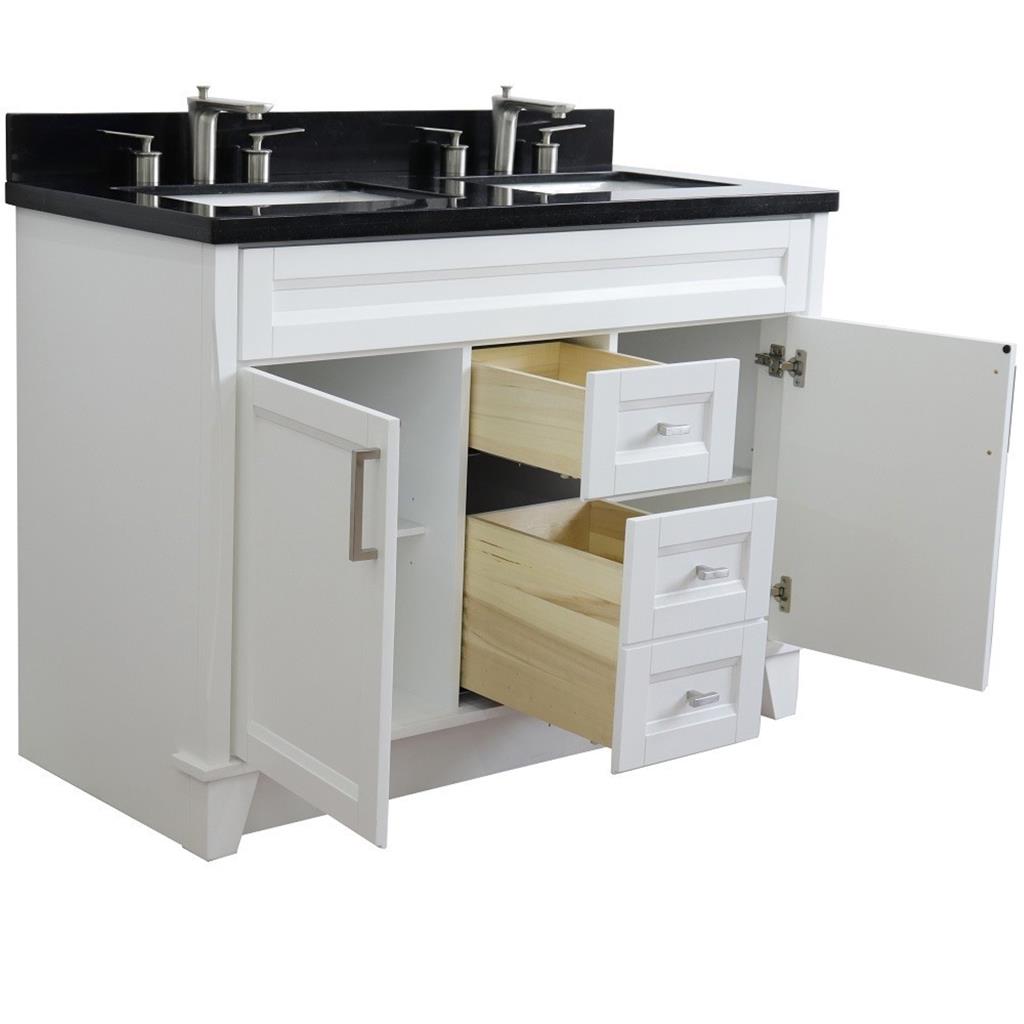 Bellaterra Home, Terni 49" White Double Vanity, Rectangle Sink, Black Galaxy Granite#top-options_black-galaxy-granite-top