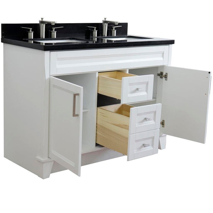 Bellaterra Home, Terni 49" White Double Vanity, Rectangle Sink, Black Galaxy Granite#top-options_black-galaxy-granite-top