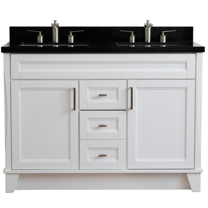 Bellaterra Home, Terni 49" White Double Vanity, Rectangle Sink, Black Galaxy Granite#top-options_black-galaxy-granite-top
