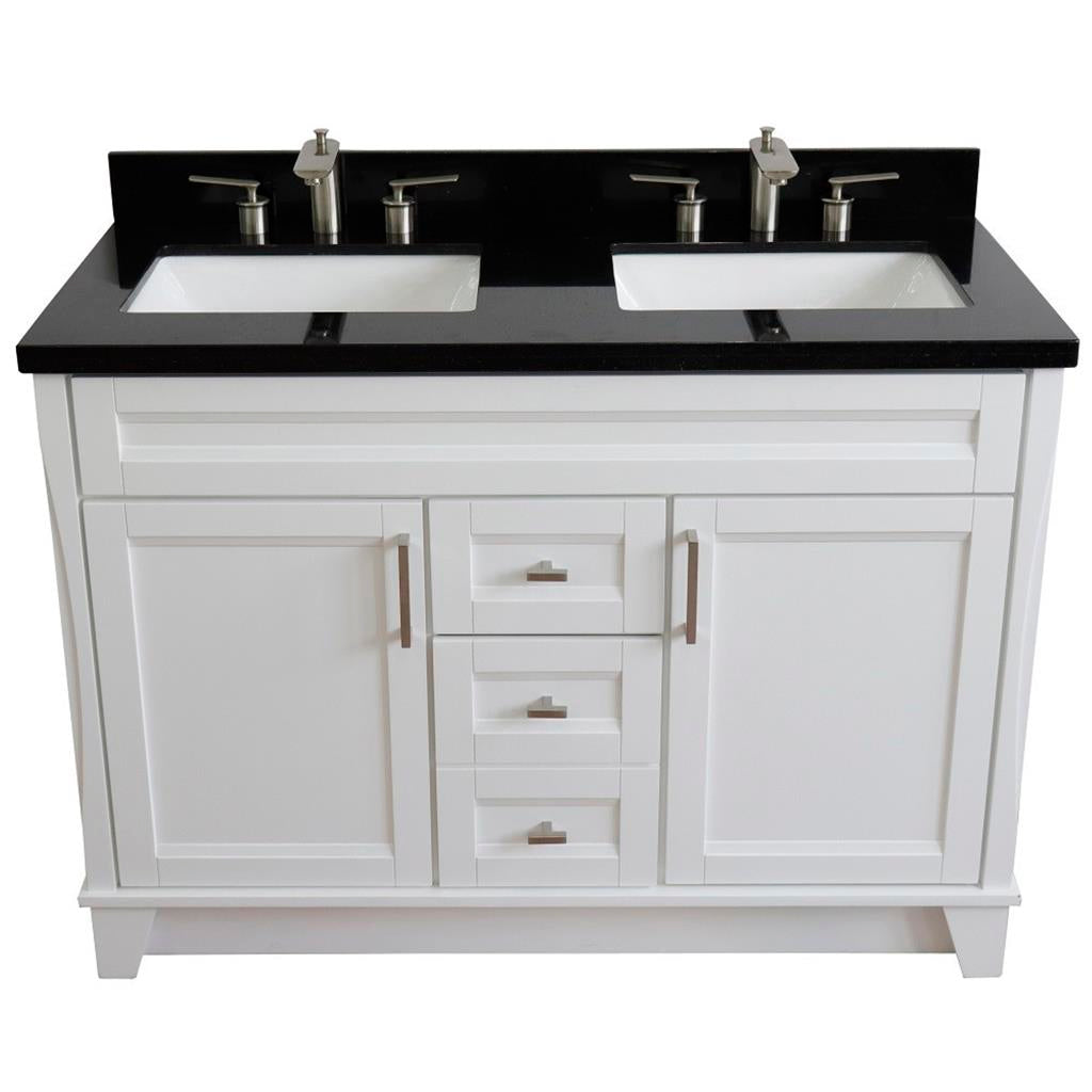 Bellaterra Home, Terni 49" White Double Vanity, Rectangle Sink, Black Galaxy Granite#top-options_black-galaxy-granite-top