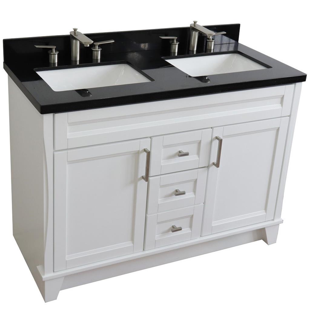 Bellaterra Home, Terni 49" White Double Vanity, Rectangle Sink, Black Galaxy Granite#top-options_black-galaxy-granite-top