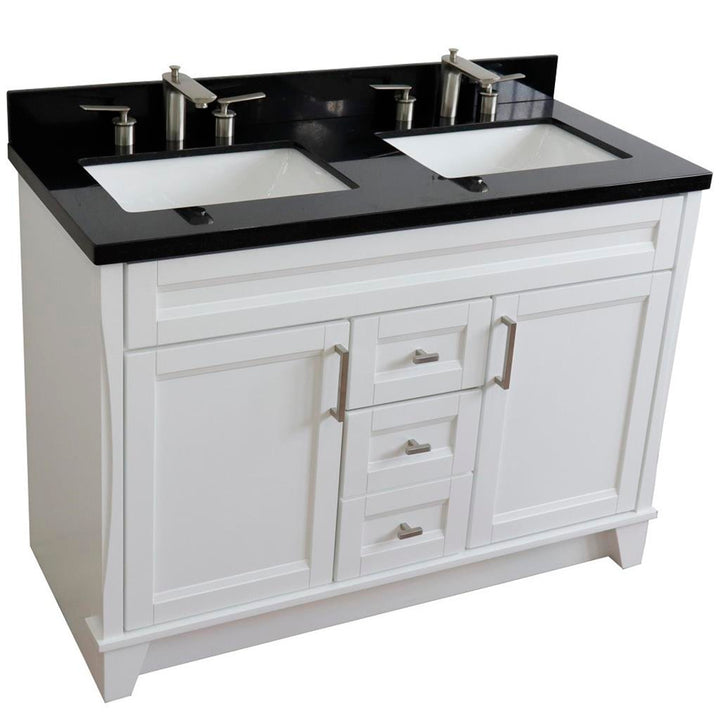 Bellaterra Home, Terni 49" White Double Vanity, Rectangle Sink, Black Galaxy Granite#top-options_black-galaxy-granite-top