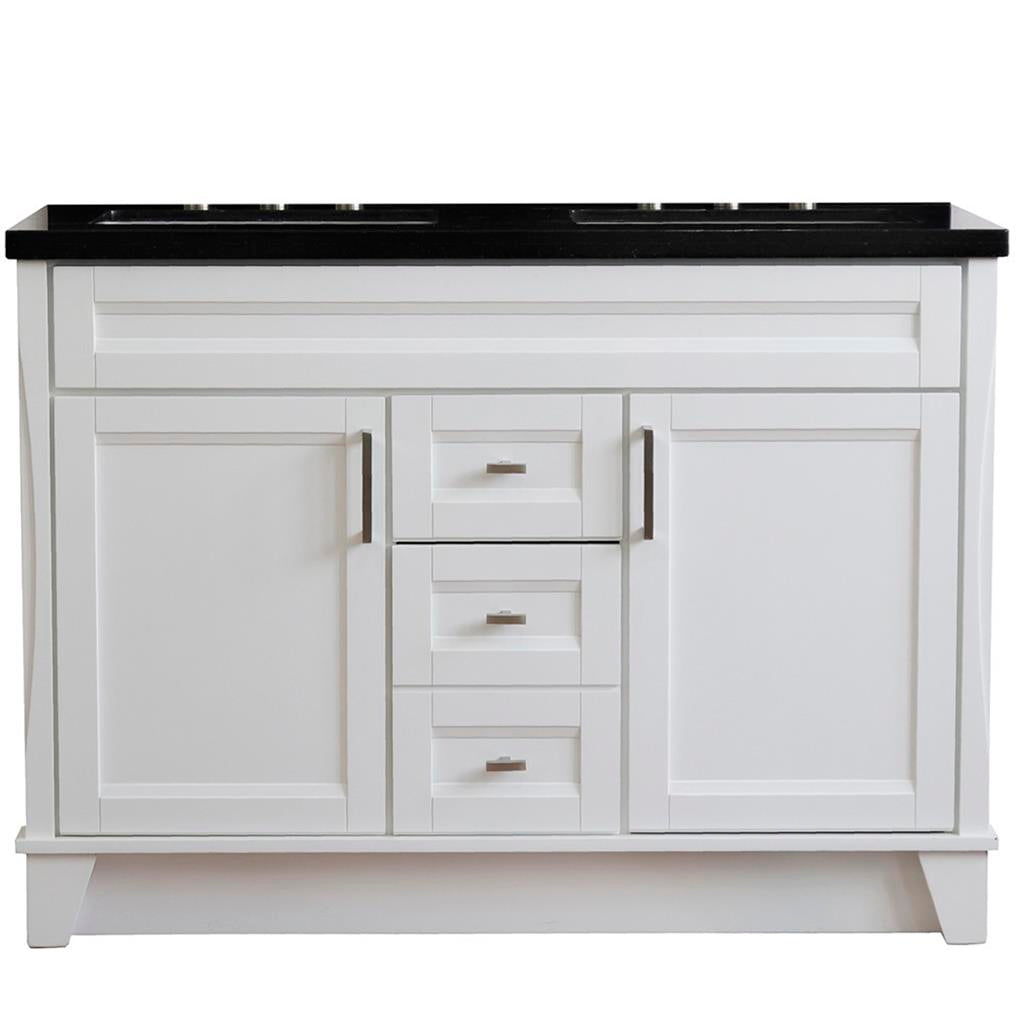Bellaterra Home, Terni 49" White Double Vanity, Rectangle Sink, Black Galaxy Granite#top-options_black-galaxy-granite-top