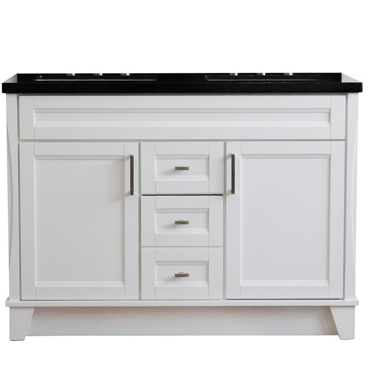 Bellaterra Home, Terni 49" White Double Vanity, Rectangle Sink, Black Galaxy Granite#top-options_black-galaxy-granite-top