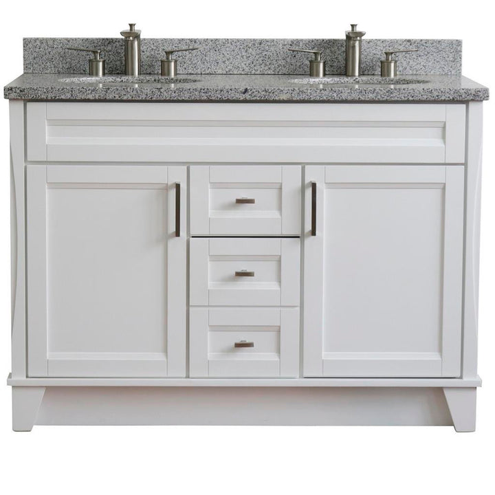 Bellaterra Home, Terni 49" White Double Vanity, Oval Sink, Gray Granite#top-options_gray-granite-top