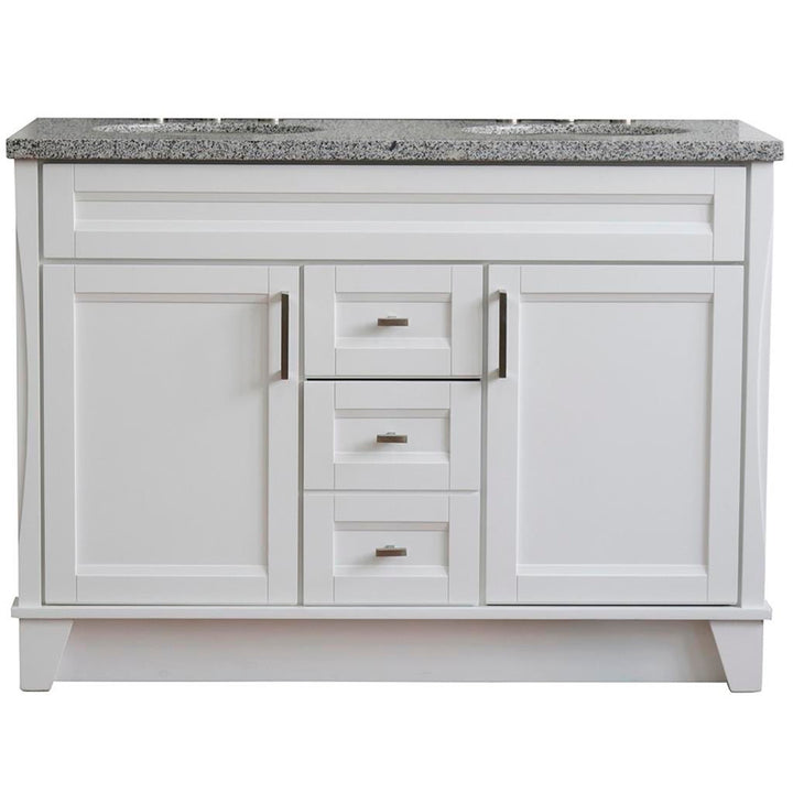 Bellaterra Home, Terni 49" White Double Vanity, Oval Sink, Gray Granite#top-options_gray-granite-top