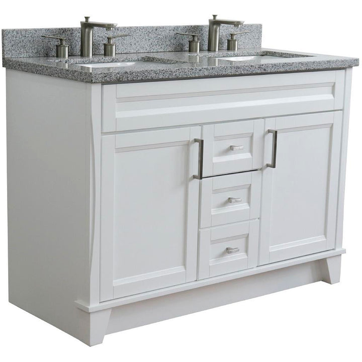 Bellaterra Home, Terni 49" White Double Vanity, Rectangle Sink, Gray Granite#top-options_gray-granite-top