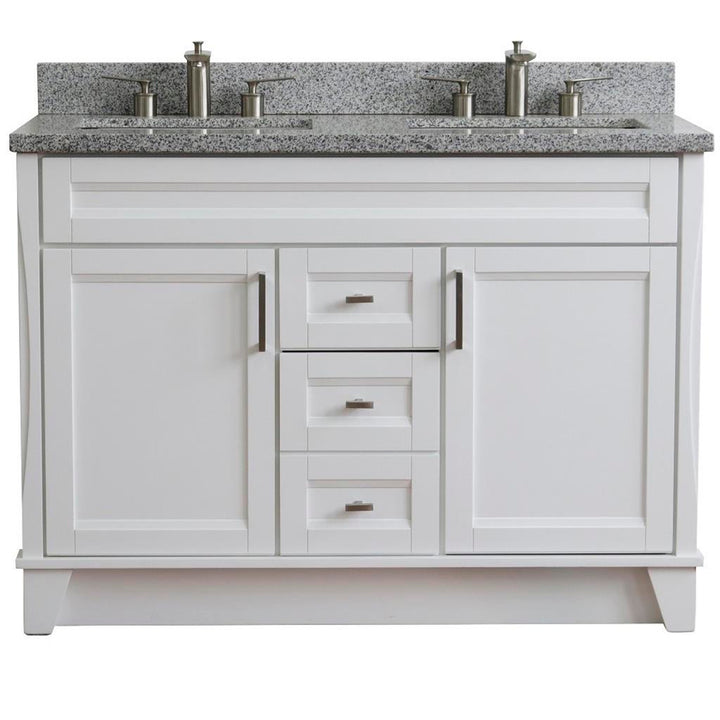 Bellaterra Home, Terni 49" White Double Vanity, Rectangle Sink, Gray Granite#top-options_gray-granite-top