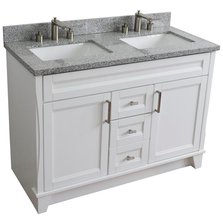 Bellaterra Home, Terni 49" White Double Vanity, Rectangle Sink, Gray Granite#top-options_gray-granite-top