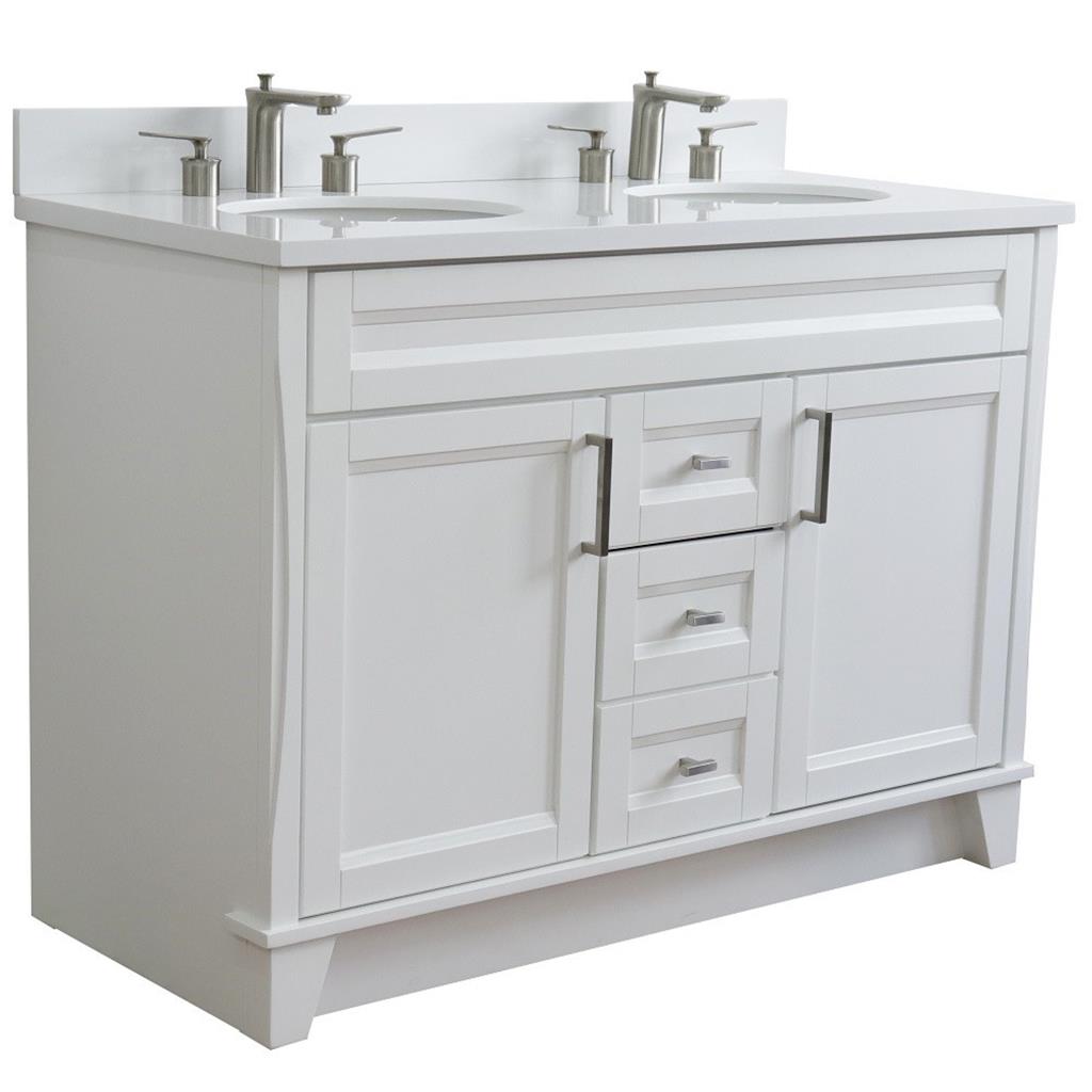 Bellaterra Home, Terni 49" White Double Vanity, Oval Sink, White Quartz#top-options_white-quartz-top