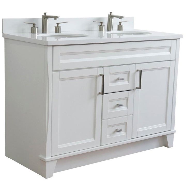 Bellaterra Home, Terni 49" White Double Vanity, Oval Sink, White Quartz#top-options_white-quartz-top