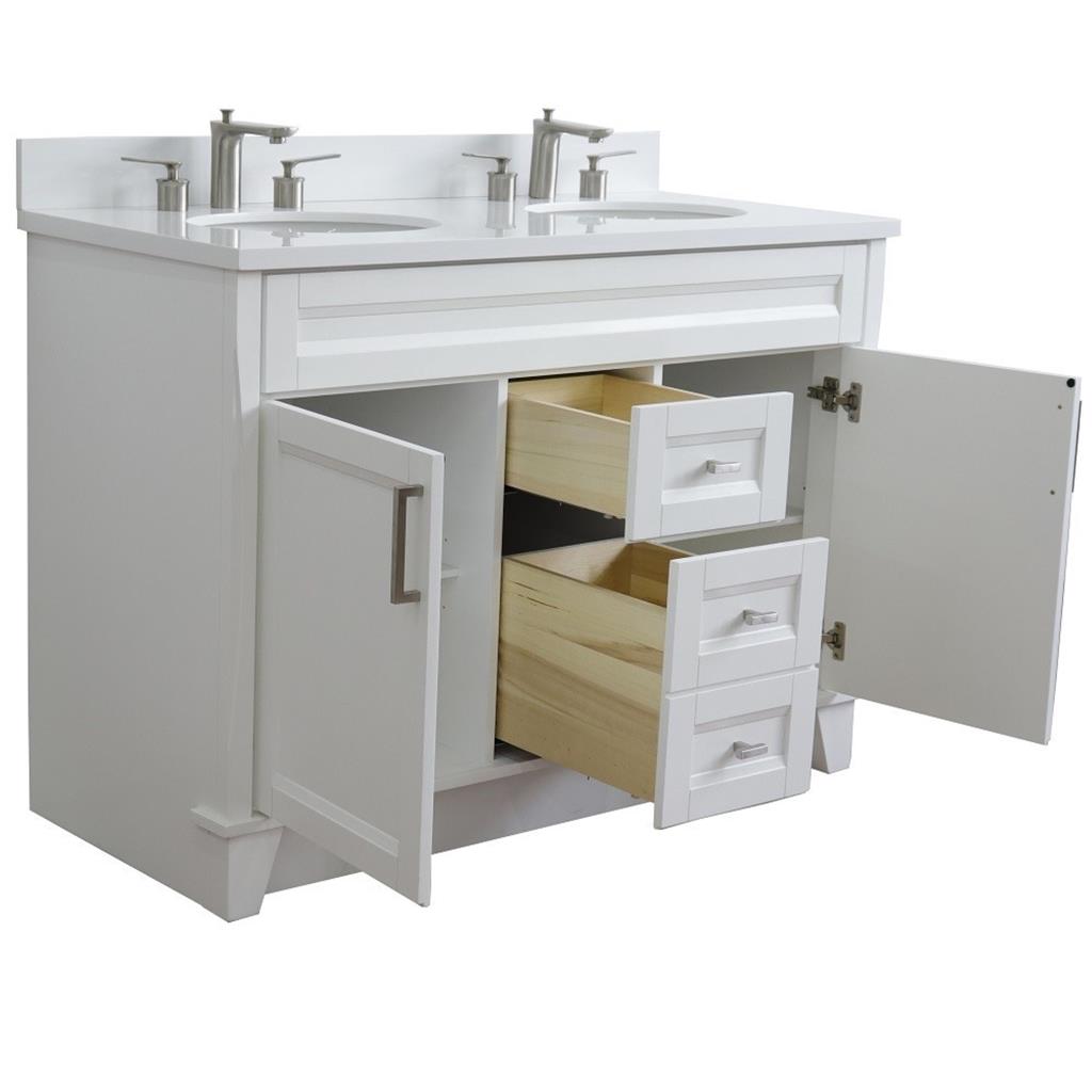 Bellaterra Home, Terni 49" White Double Vanity, Oval Sink, White Quartz#top-options_white-quartz-top