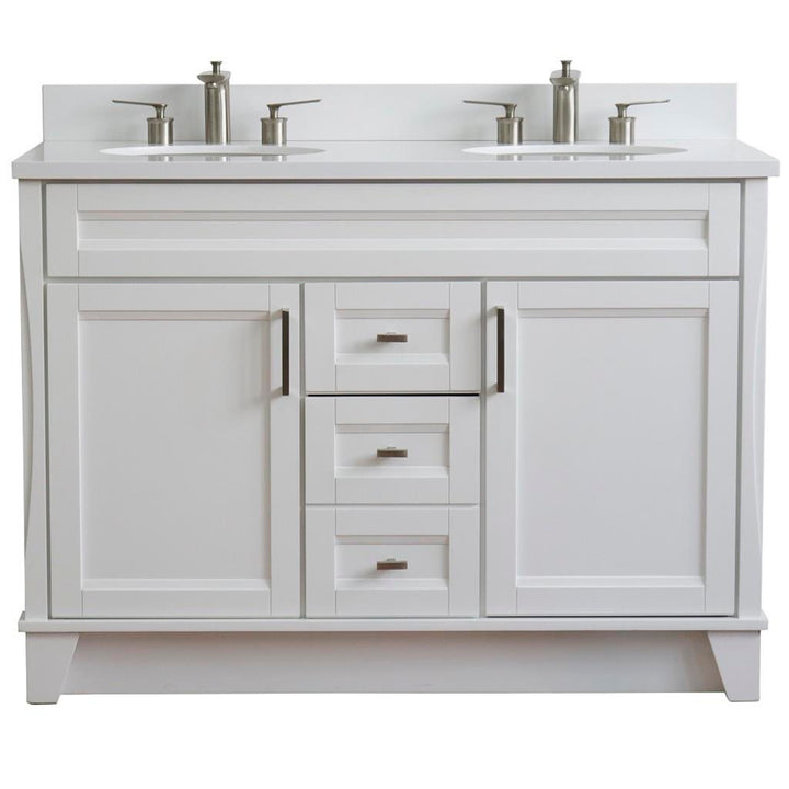 Bellaterra Home, Terni 49" White Double Vanity, Oval Sink, White Quartz#top-options_white-quartz-top