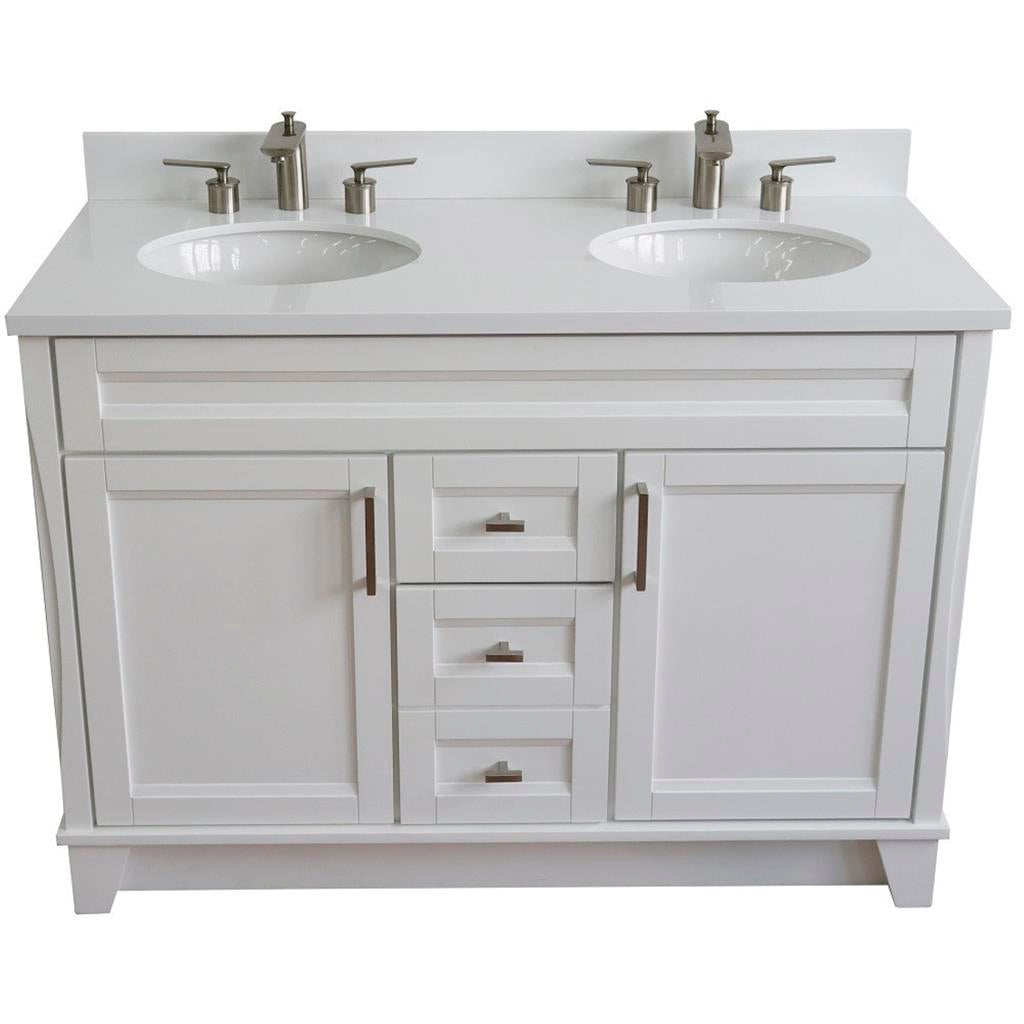Bellaterra Home, Terni 49" White Double Vanity, Oval Sink, White Quartz#top-options_white-quartz-top