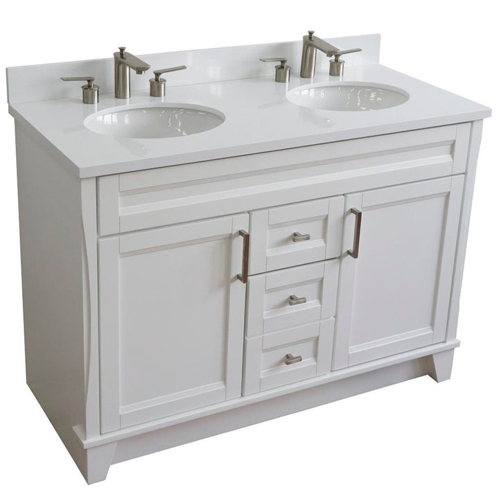 Bellaterra Home, Terni 49" White Double Vanity, Oval Sink, White Quartz#top-options_white-quartz-top