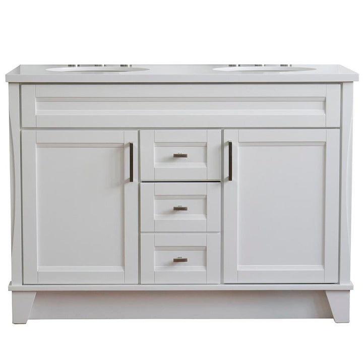 Bellaterra Home, Terni 49" White Double Vanity, Oval Sink, White Quartz#top-options_white-quartz-top