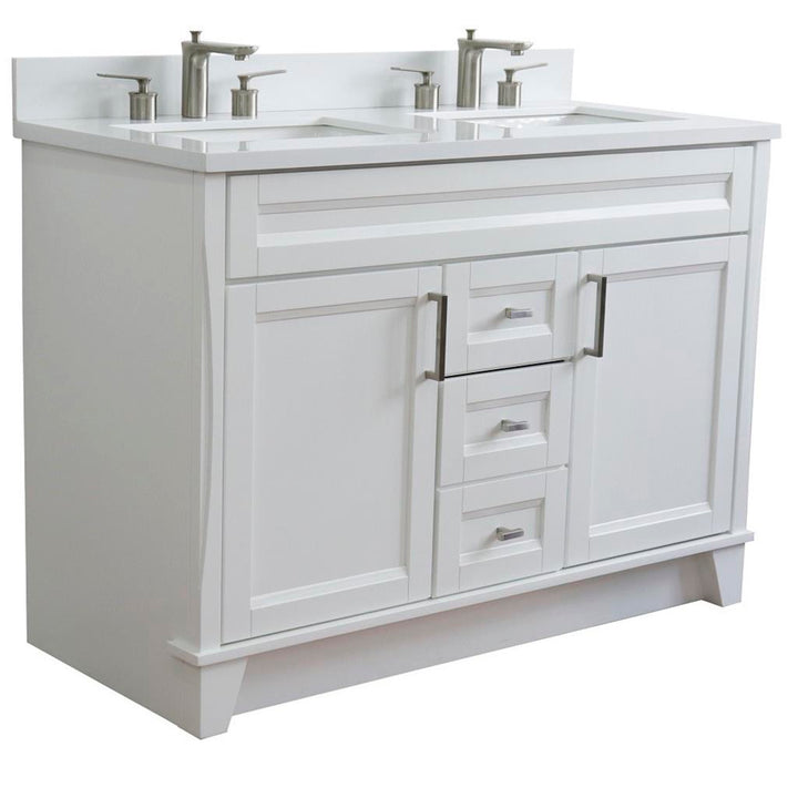 Bellaterra Home, Terni 49" White Double Vanity, Rectangle Sink, White Quartz#top-options_white-quartz-top