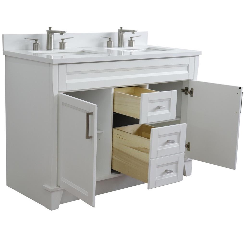 Bellaterra Home, Terni 49" White Double Vanity, Rectangle Sink, White Quartz#top-options_white-quartz-top