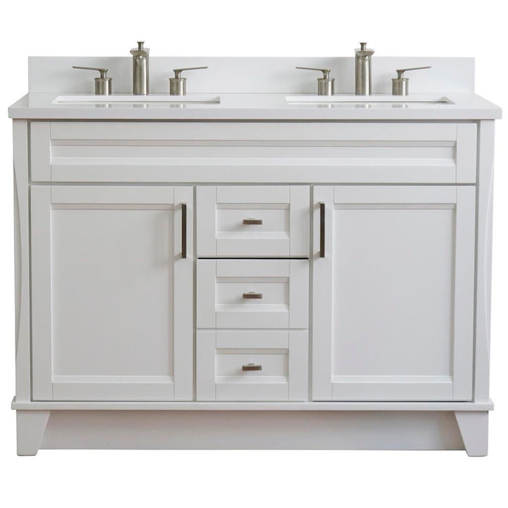 Bellaterra Home, Terni 49" White Double Vanity, Rectangle Sink, White Quartz#top-options_white-quartz-top
