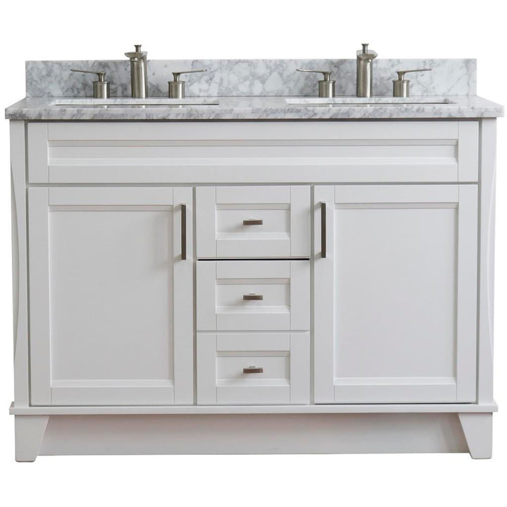 Bellaterra Home, Terni 49" White Double Vanity, Rectangle Sink, White Carrara Marble#top-options_white-carrara-marble-top