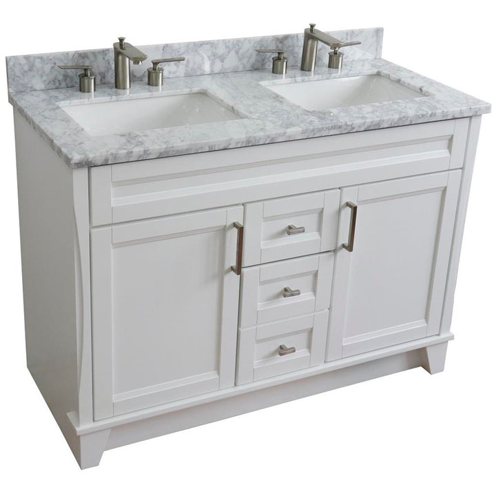 Bellaterra Home, Terni 49" White Double Vanity, Rectangle Sink, White Carrara Marble#top-options_white-carrara-marble-top